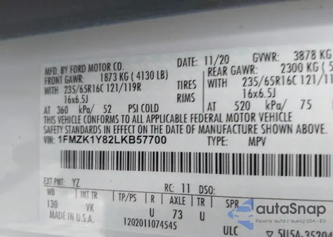 2020 Ford Transit-150 Passenger Van Xl from USA, damaged, VIN 1FMZK1Y82LKB57700